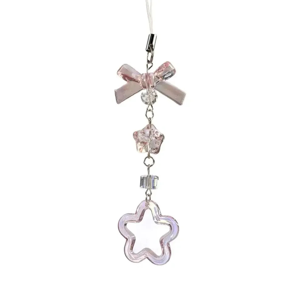 Pink Cell Phone Rope Chain Jewelry Accessories Anime Pendant Y2K Beaded Beads Chain DIY Cat Key Chain Phone Charm Key Chain