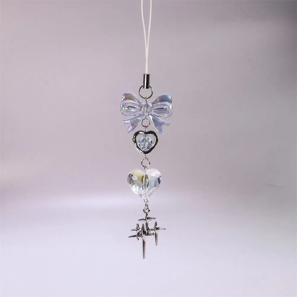 Pink Cell Phone Rope Chain Jewelry Accessories Anime Pendant Y2K Beaded Beads Chain DIY Cat Key Chain Phone Charm Key Chain