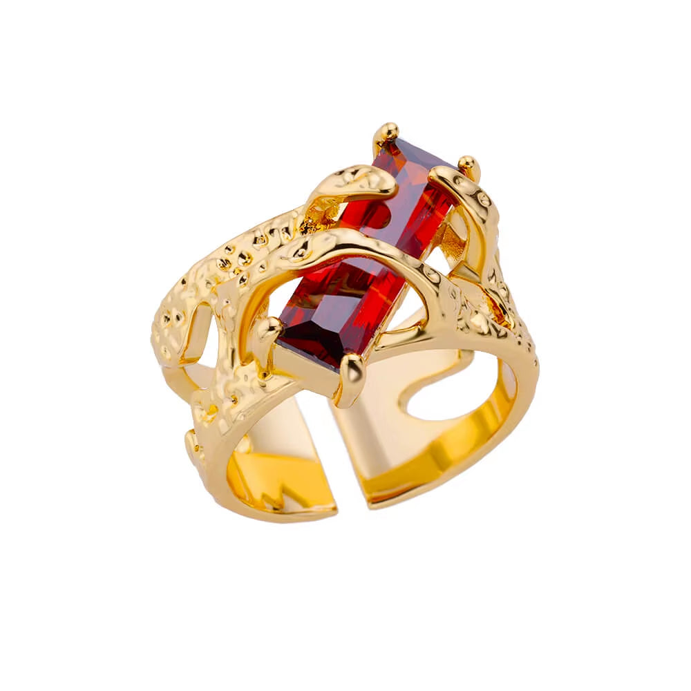 Zircon Heart Rings for Women Stainless Steel Gold Color Open Ring 2024 Trend Design Female Couple Wedding Waterproof Jewerly