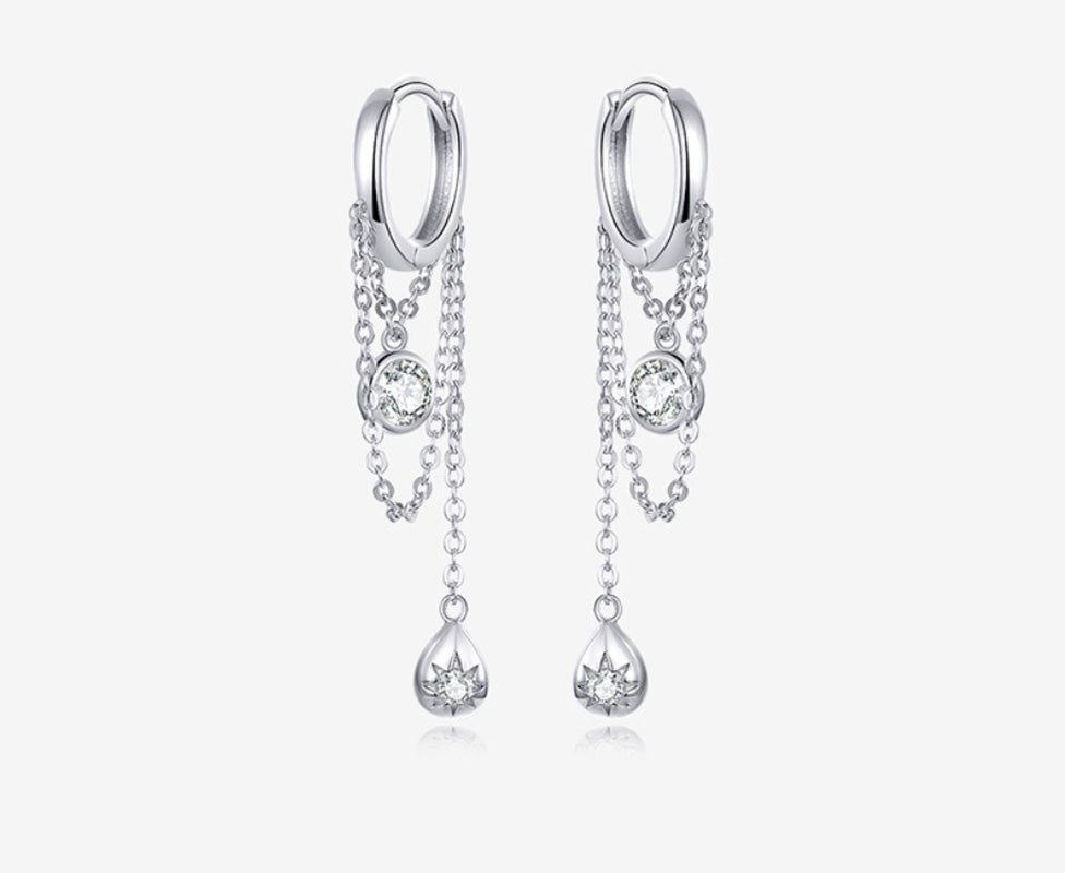 Rebellious Personality Long S925 Sterling Silver Earrings Women Plated Platinum Anti-Allergic Silver Earrings