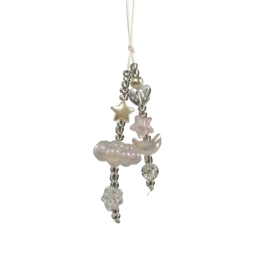 Pink Cell Phone Rope Chain Jewelry Accessories Anime Pendant Y2K Beaded Beads Chain DIY Cat Key Chain Phone Charm Key Chain