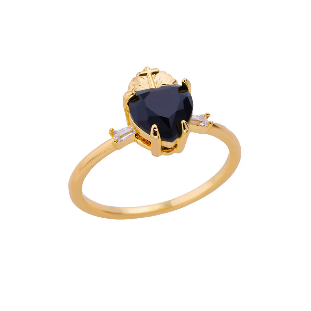 Zircon Heart Rings for Women Stainless Steel Gold Color Open Ring 2024 Trend Design Female Couple Wedding Waterproof Jewerly
