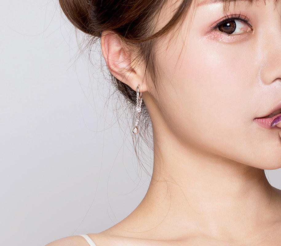 Rebellious Personality Long S925 Sterling Silver Earrings Women Plated Platinum Anti-Allergic Silver Earrings