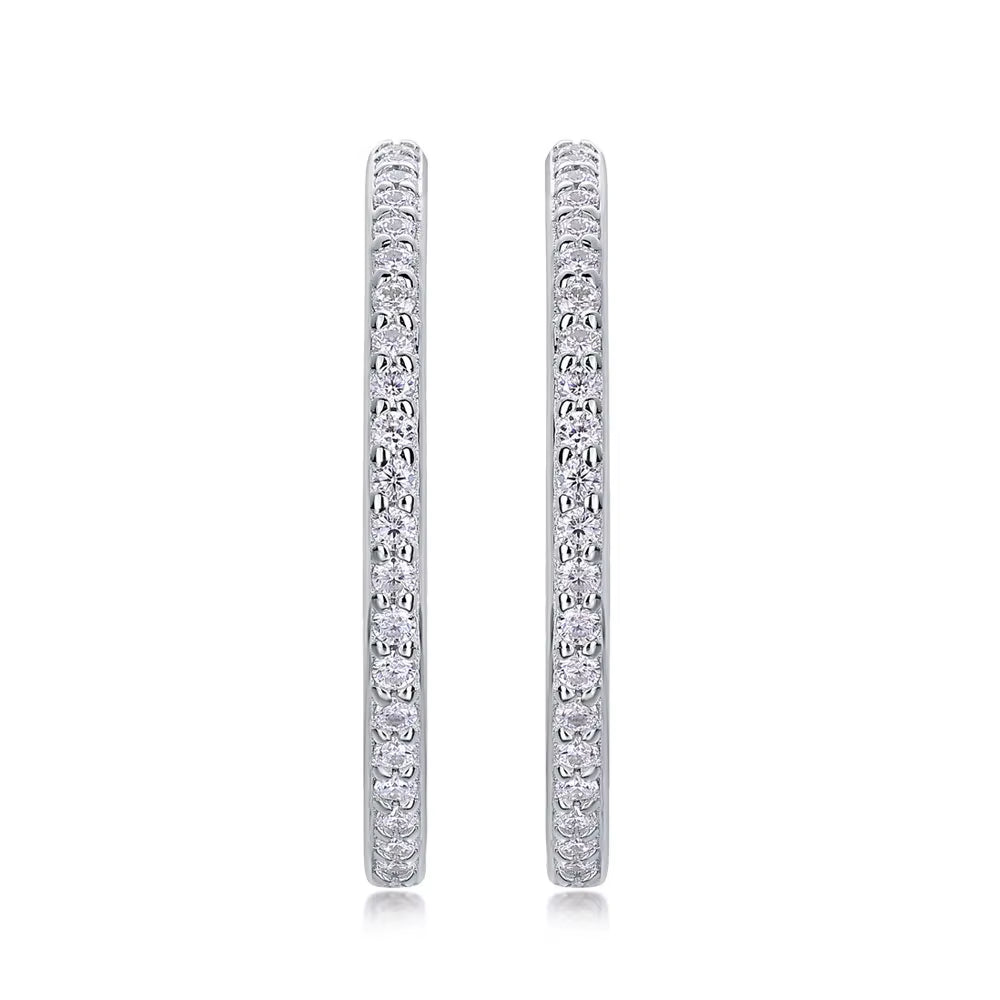 1.5Mm D Color Moissanite Hoop Earrings for Women Wedding Party Jewelry with GRA Certified S925 Sterling Silver Earring
