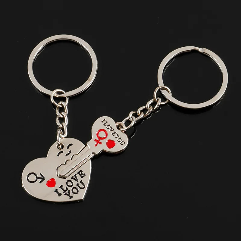 Silver Plated Lovers Gift Couple My Heart Keychain Wedding Favors Zinc Alloy Fashion Keyring Key Fob Creative Key Chain Hot Sale