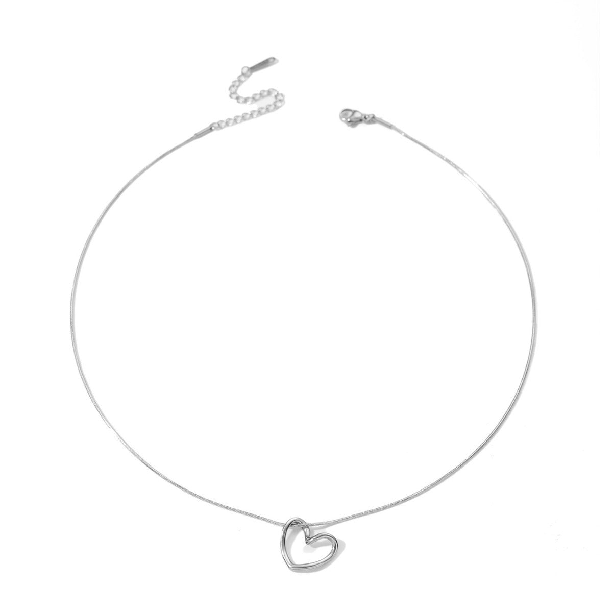Fashion Jewelry Tainless Steel Twist Hollow Heart Pendant Necklace for Women Spicy Girls Simple Clavicle Chain Jewelry Gift