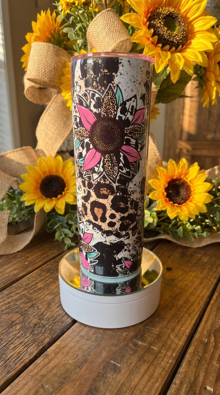 FLOWER CHEETAH PRINT-20oz Stainless Steel Designer Tumbler