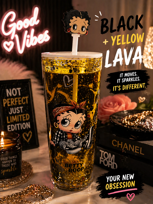 Betty Boop Black & Gold 24oz Dual Lava Tumbler
