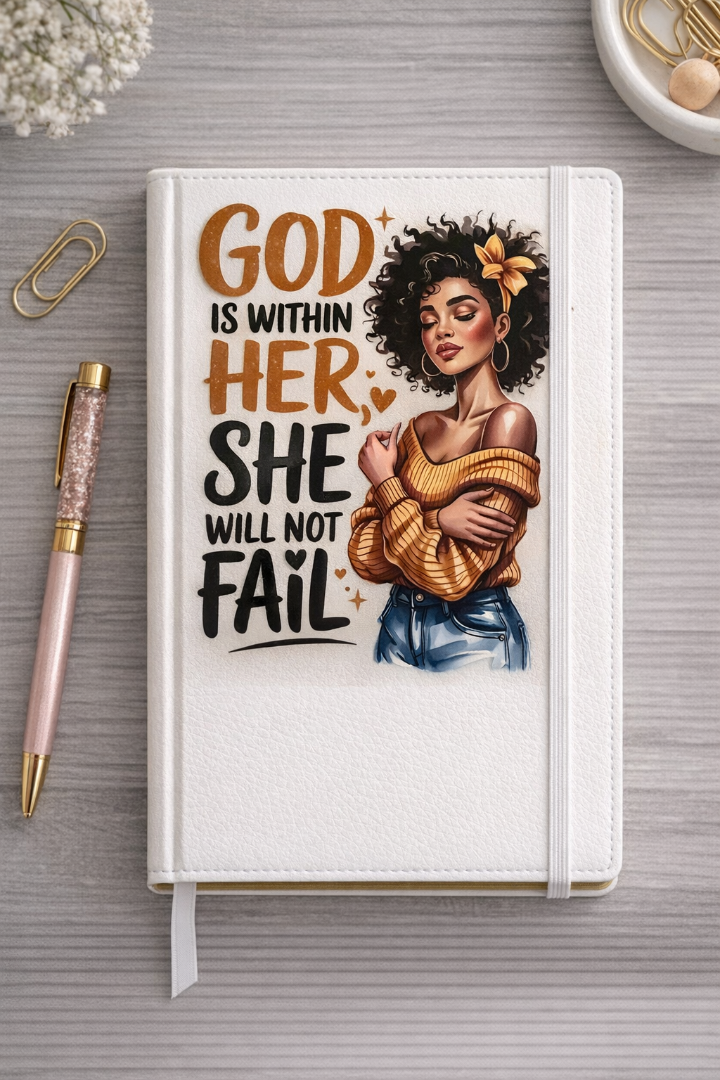 "God is within Her, She will not Fail" Hardcover Journal | Inspirational Notebook for Writing, Goals & Daily Reflection