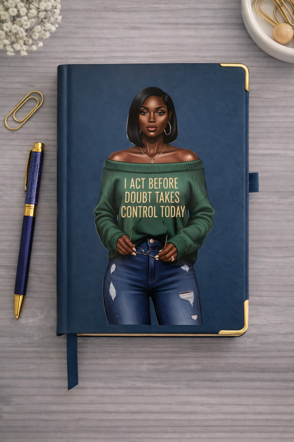 "I ACT BEFORE DOUBT TAKES CONTROL TODAY" Hardcover Journal | Inspirational Notebook for Writing, Goals & Daily Reflection