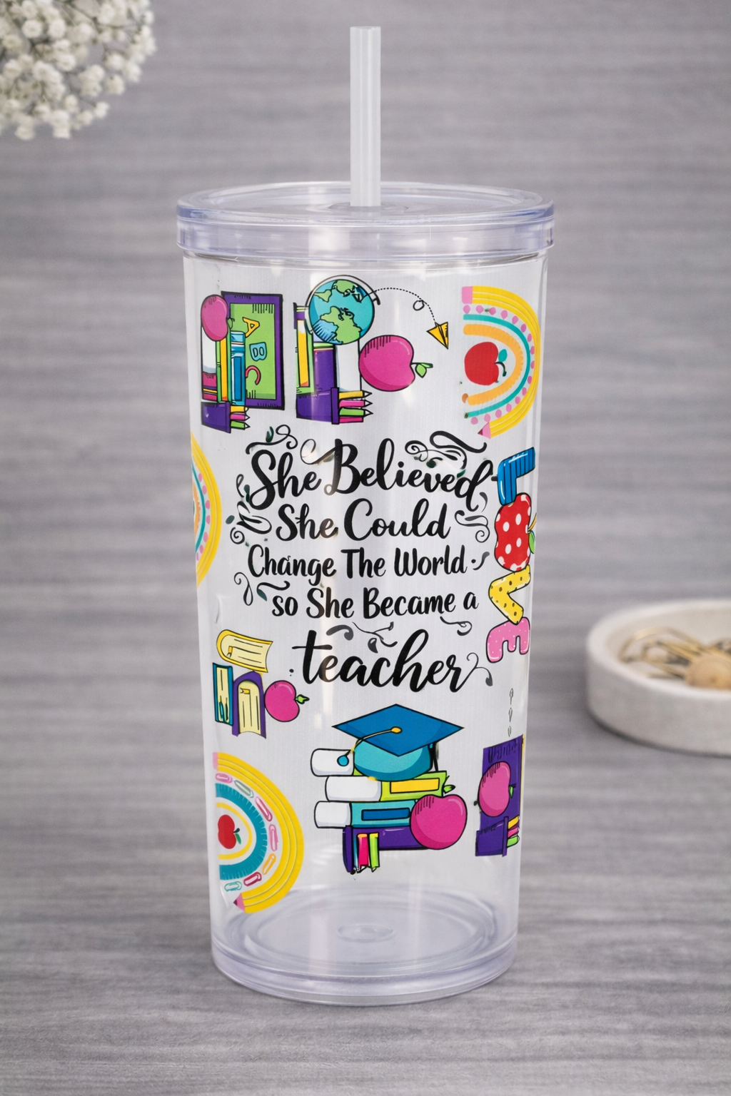 Clear Plastic Tumbler Cup with Lid & Straw | 16oz,or 24oz Cold Drink Cup