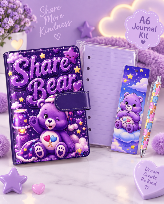 Share Bear A6 Refillable Journal Kit | Journal, Refill Paper, Bookmark & Pen Gift Set