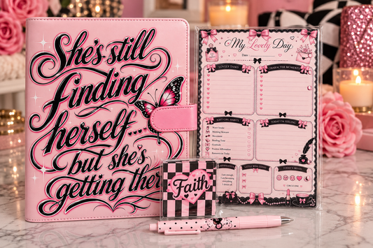 She’s Still Finding Herself A5 Journal Gift Set | Planner Paper, Faith Sticky Notes & Pen