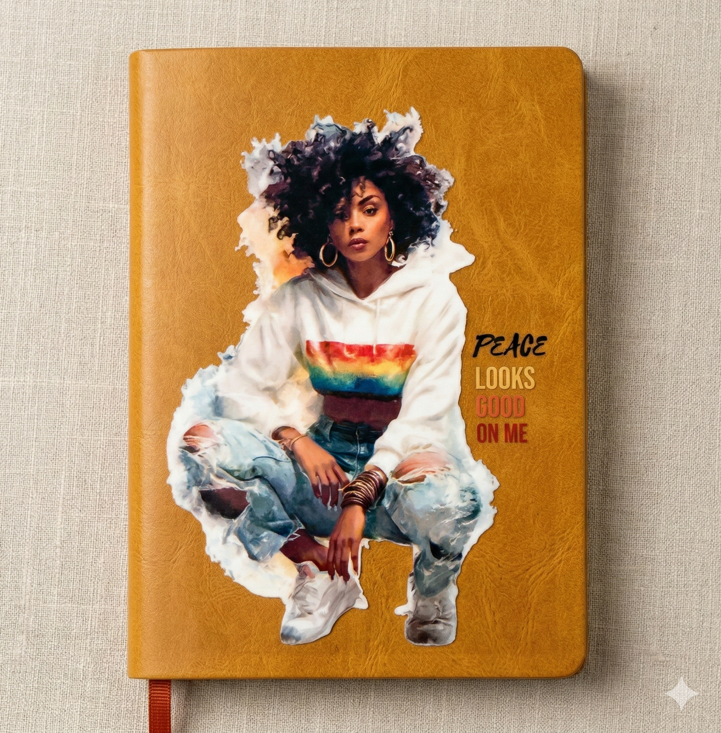 "PEACE LOOKS GOOD ON ME" Hardcover Journal | Inspirational Notebook for Writing, Goals & Daily Reflection
