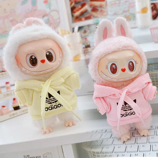 15/17cm Labubu V1 V2 V3 Doll Clothing Fashion Hoodie and Pants Set Korean Idol Trendy DIY Doll Clothing Accessories Toy Gift