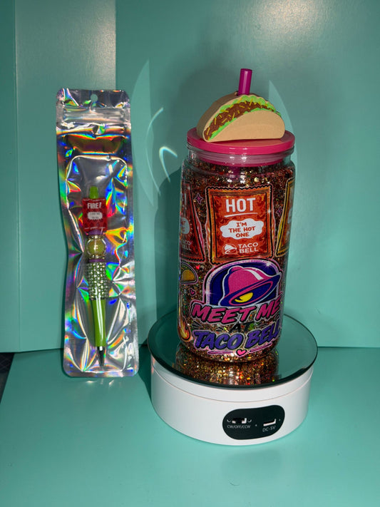 Meet Me at Taco Bell Glitter Tumbler